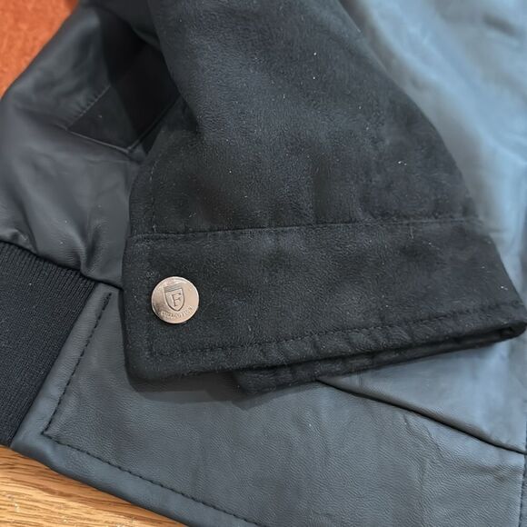 F Collection black leather and suede men's Italy Leather Bomber Jacker Size M - Picture 13 of 13